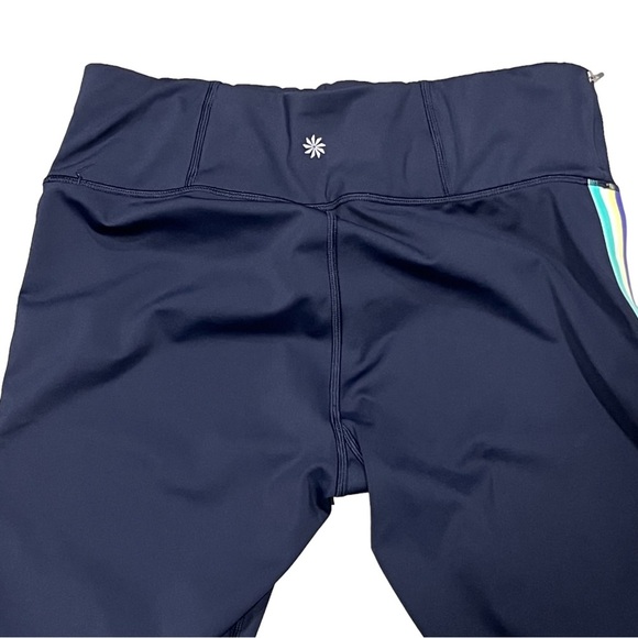 Athleta Navy Blue Contender Side Stripe Capri Tights Leggings - Picture 7 of 12